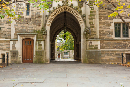 PRINCETON, NEW JERSEY - November 1, 2017: A view of the arches of Princeton University on a fall dayのeditorial素材