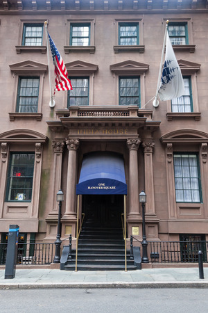 NEW YORK, NEW YORK - August 19, 2018: A view of the exterior of the India House at One Hanover Square in Lower Manhattanのeditorial素材