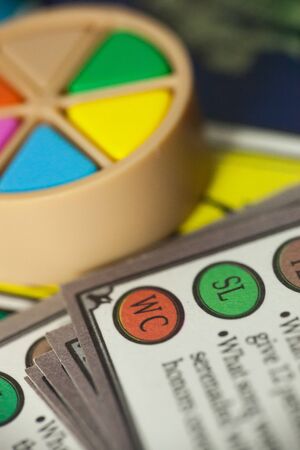 WOODBRIDGE, NEW JERSEY / USA - January 28, 2020: An 80s Edition of the popular family board game, Trivial Pursuit, is picturedのeditorial素材