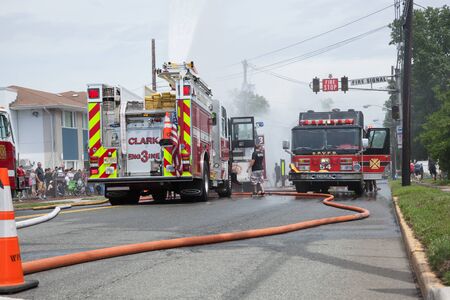 COLONIA, NEW JERSEY / UNITED STATES - June 6, 2015: Fire trucks from various towns participating in...