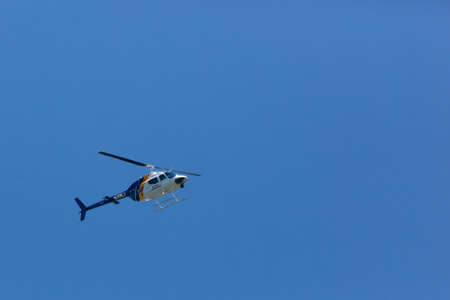 WOODBRIDGE, NEW JERSEY - June 1, 2020: A New Jersey State Police helicopter circles the area during...