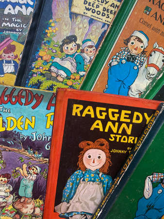 WOODBRIDGE, NEW JERSEY - Juy 27, 2020: a collection of  very worn vintage Raggedy Ann and Andy...