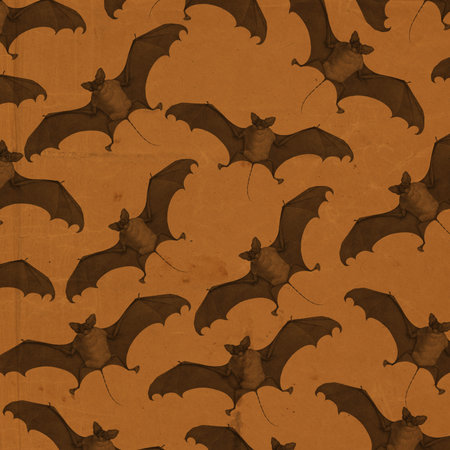 This is a vintage kraft style Halloween wallpaper or background featuring bats created using antique...