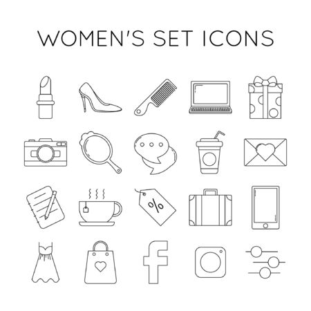 simple set line icon of woman's mind vector illustrationのイラスト素材