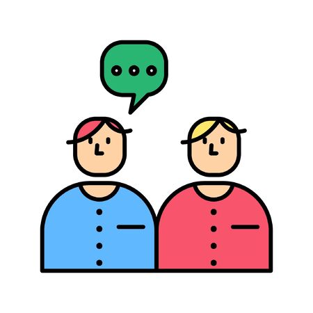 illustration flat design two people chatting logo iconのイラスト素材
