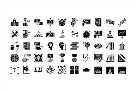 icon set online education solid glyphのイラスト素材