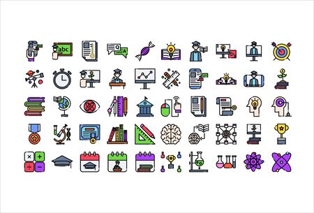 icon set online education filled outlineのイラスト素材