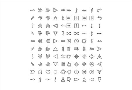 100 icon set arrow with outline styleのイラスト素材