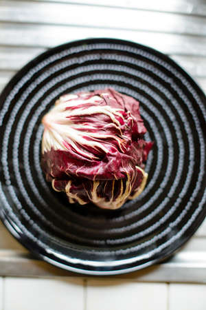 red and fresh chicory close up viewの写真素材