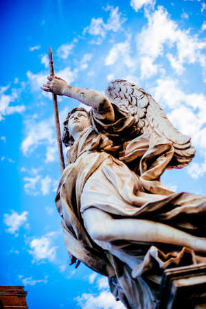 Italy, Rome, Castel Sant'Angelo, statue of an angel with a spear, sculptor Domenico Guidi, "Vulnerasti cor meum"の写真素材