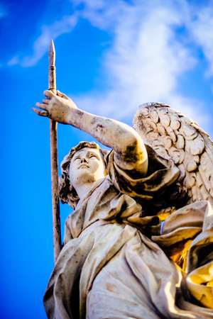 Italy, Rome, Castel Sant'Angelo, statue of an angel with a spear, sculptor Domenico Guidi,のeditorial素材