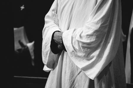 Dominican monks, detail of the monastic habit, monastic order of the Catholic Church, Romeの写真素材