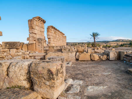 The archaeological site of Sbeitla is located in Sbeitla in Tunisia, in what was the Roman city of Sufetula and preserves the remains of important public monuments.の写真素材