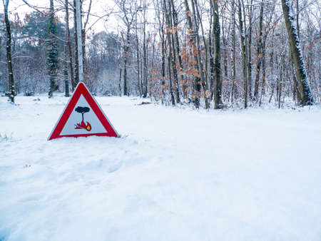 Signage plate attention fire dangerの写真素材