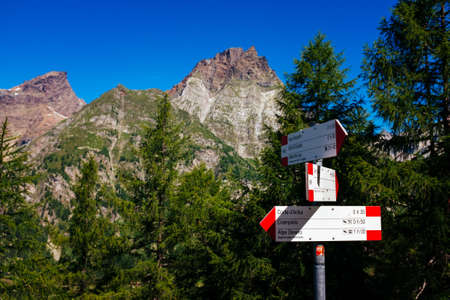 Path signposts, Alpe Devero.Italyの写真素材