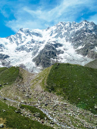 East face of Monte Rosa in Macugnaga, summer day Piedmont Alps, Italyの写真素材