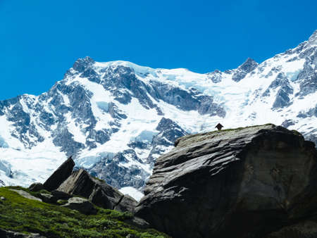 East face of Monte Rosa in Macugnaga, summer day Piedmont Alps, Italyの写真素材
