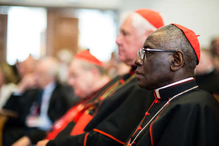 Rome-Italy-7 September 2017-Pilgrimage for the tenth anniversary of the Summorum Pontificum, Cardinal Robert Sarah, in the hall of the Pontifical University "Saint Thomas Aquinas" Amgelicumのeditorial素材