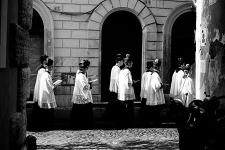 Italy-Rome - 7 September 2017 - celebration of the pilgrimage of the summit pontificum for the tenth anniversary, priests and religious and nuns in procession through the streets of Rome and the Vaticanのeditorial素材