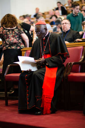 Rome-Italy-7 September 2017-Pilgrimage for the tenth anniversary of the Summorum Pontificum, Cardinal Robert Sarah, in the hall of the Pontifical University "Saint Thomas Aquinas" Amgelicumのeditorial素材