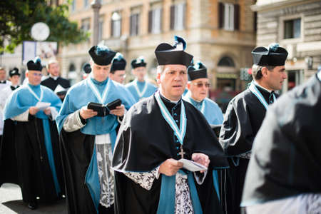 Italy-Rome - 7 September 2017 - celebration of the pilgrimage of the summit pontificum for the tenth anniversary, priests and religious and nuns in procession through the streets of Rome and the Vaticanのeditorial素材