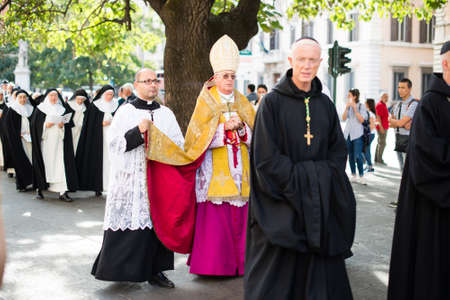 Italy-Rome - 7 September 2017 - celebration of the pilgrimage of the summit pontificum for the tenth anniversary, priests and religious and nuns in procession through the streets of Rome and the Vaticanのeditorial素材