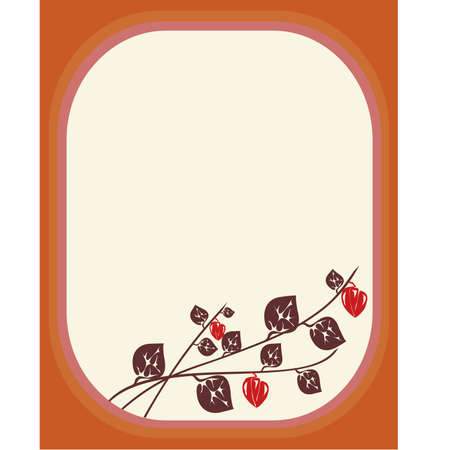 Frame in orange with autumn flowersのイラスト素材