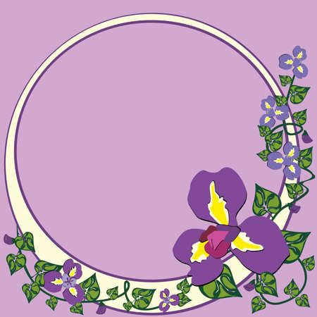 Frame in violet with flowers of sweet peaのイラスト素材