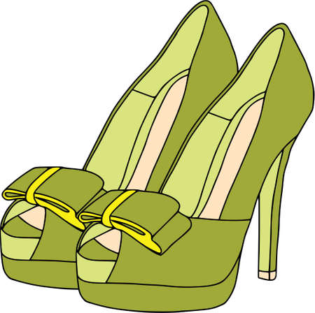 Ladies shoes colored set, peep toe isolated on white background.のイラスト素材