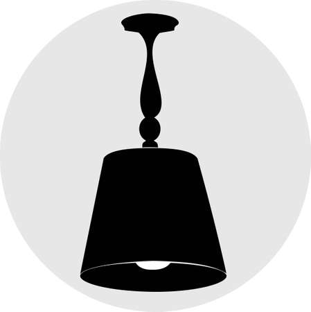 Household objects, lamps and fixtures. Isolated on white background, set. Silhouette set, chandelier.のイラスト素材