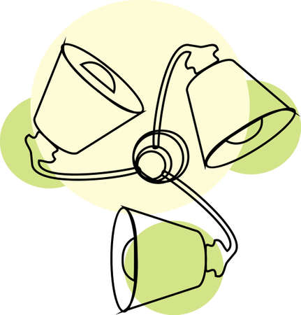 Household objects, lamps and fixtures. Isolated on white background, set, flat style. Three shades lampのイラスト素材