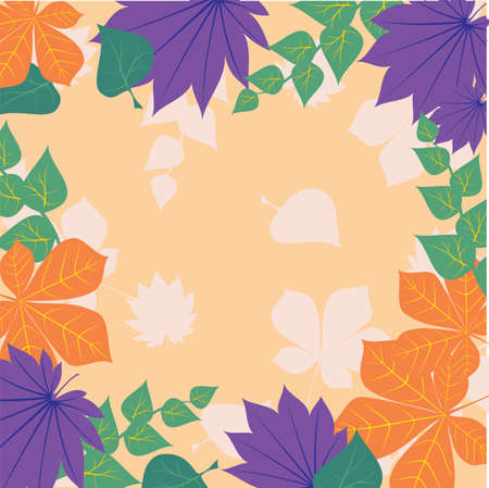 Fallen forest leaves. Multicolor background. Autumn nature border vector abstract illustration, seasonal pattern, banner and poster illustration.のイラスト素材