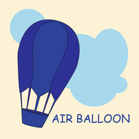 Air transport in the sky, multicolored vector icons on beige background with text. Icons isolated, set, air balloonのイラスト素材