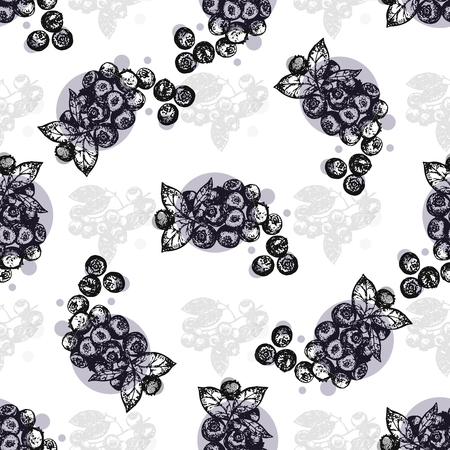 Seamless vector pattern of hand drawn sketch style blueberry.のイラスト素材