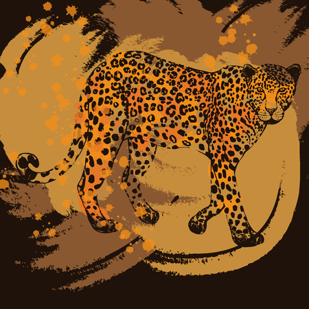 Hand drawn sketch style leopard. Isolated vector illustration.のイラスト素材