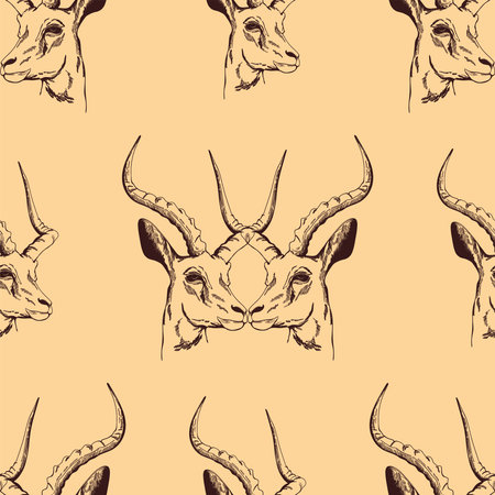 Seamless pattern of hand drawn sketch style Gazelle. Vector illustration.のイラスト素材