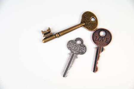 Keys with a message, isolated on white