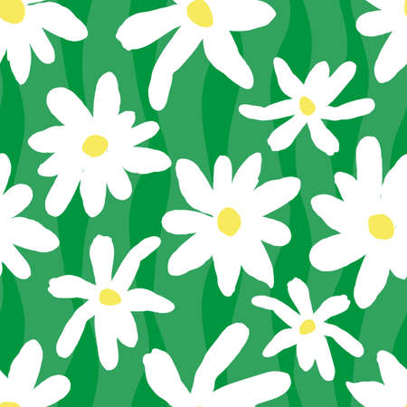 White Flowers seamless pattern. Childlike style perfect for kids, toddlers fashion, textiles and accessoriesのイラスト素材