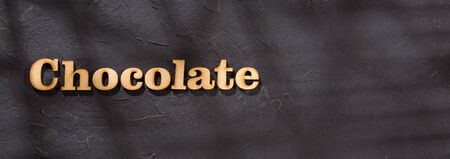 Chocolate word in wooden letters - Theobroma cacaoの写真素材