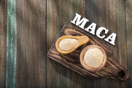 Organic maca powder - Lepidium meyenii.の写真素材