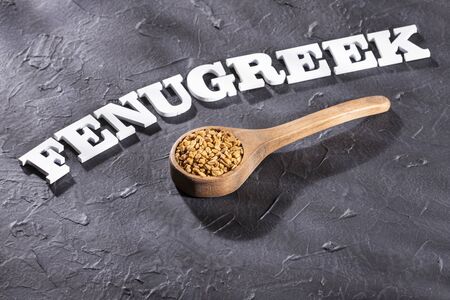 Organic fenugreek seeds - Trigonella foenum - graecumの写真素材