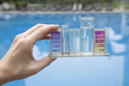 Measurement of pH and chlorine in swimming poolsの写真素材