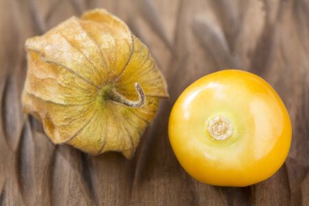 Golden berry, tropical fruit uchuva. top view - Physalis peruviana