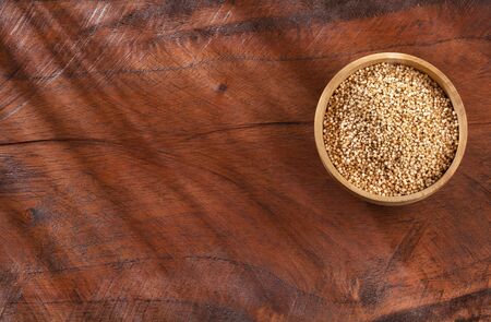 Popped amaranth grain - Amaranthus. Wooden backgroundの写真素材
