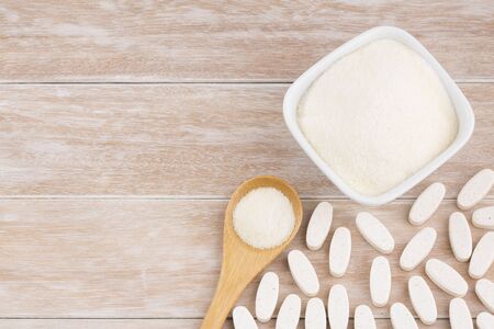 Pills and collagen protein powder - Hydrolyzedの写真素材
