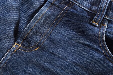 Front view closeup fragment blue jeans