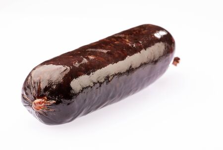 Delicious blood sausages isolated on a white backgroundの写真素材