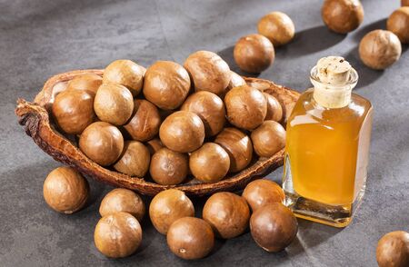 Nuts and macadamia oil - Macadamia integrifoliaの写真素材