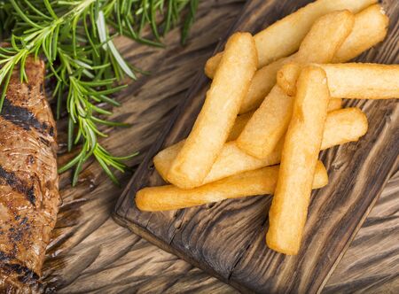 Fried cassava - Manihot esculenta. Top view