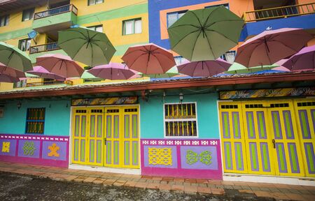 Guatape, Antioquia / Colombia - February 02, 2020. It is one of the most colorful towns in Colombia, it reflects it in the form of baseboards and streets full of life.のeditorial素材